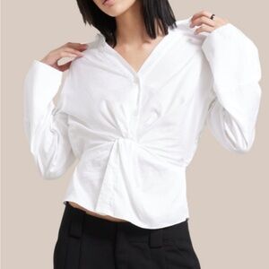 Modern Citizen Hanya Twist-Front Collared Shirt White S